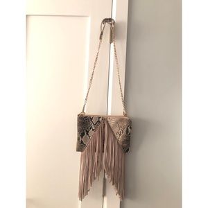 Top shop Fringe Snake Print Bag